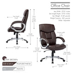 Fauteuil de bureau de direction, cuir PU, roulettes