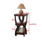 Table d'appoint avec pieds incurvés et étagères de rangement, Espresso