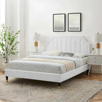 Lit plate-forme Queen en velours performant