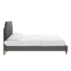 Lit plate-forme Queen en velours performant