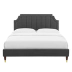 Lit plate-forme Queen en velours performant