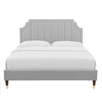 Lit plate-forme Queen en velours performant