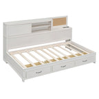 Lit de repos en bois de taille double avec 3 tiroirs et ports USB