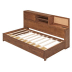 Lit de repos en bois de taille double avec 3 tiroirs et ports USB