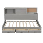 Lit de repos en bois de taille double avec 3 tiroirs et ports USB
