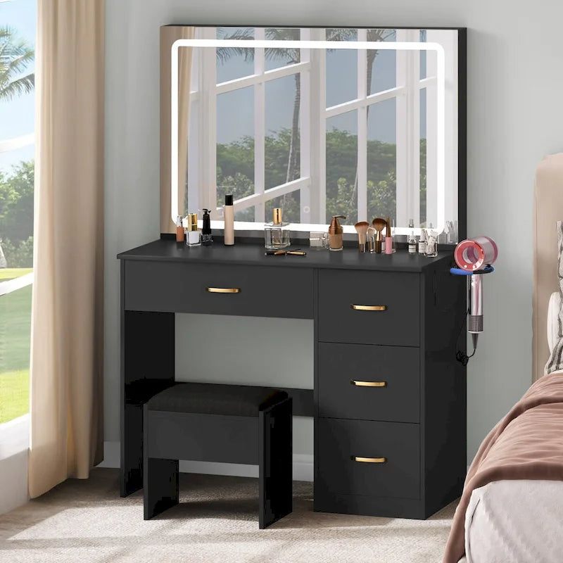  35.4 Vanity Built-In Outlets with Lighted Mirror - 53.5 H X 35.4 W X 15.7 D