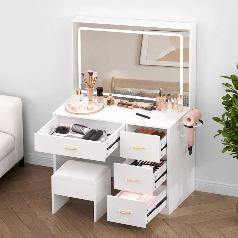 Meuble-lavabo encastré 35,4 avec miroir éclairé - 53,5 H X 35,4 L X 15,7 P