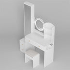 Coiffeuse Miroir LED avec Tabouret Rembourré & 2 Prises CA + 2 Ports USB