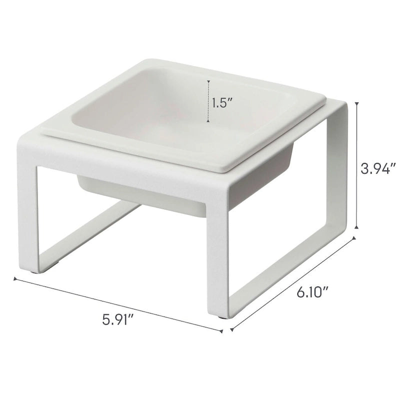 Gamelle simple pour animaux – Deux styles, acier et céramique, haute, 1,25 L – L 15,5 x l 15 x H 10 cm