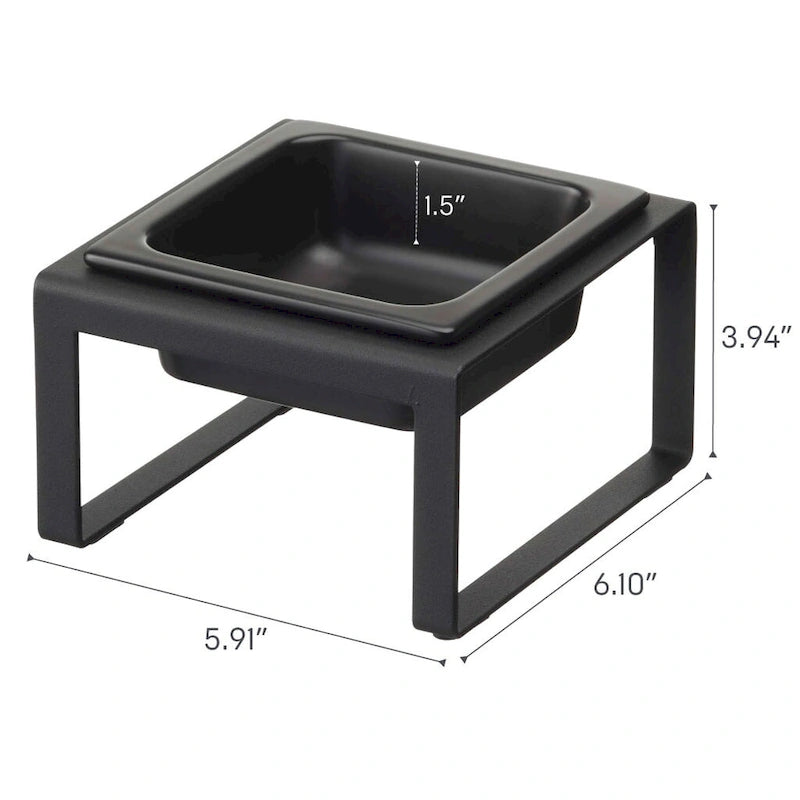 Gamelle simple pour animaux – Deux styles, acier et céramique, haute, 1,25 L – L 15,5 x l 15 x H 10 cm
