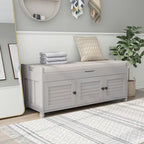 Banc à chaussures de rangement avec 3 portes à volets et coussin amovible