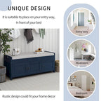 Banc à chaussures de rangement avec 3 portes à volets et coussin amovible