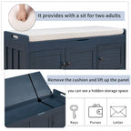 Banc à chaussures de rangement avec 3 portes à volets et coussin amovible