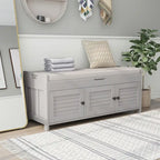 Banc à chaussures de rangement avec 3 portes à volets et coussin amovible