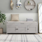 Banc à chaussures de rangement avec 3 portes à volets et coussin amovible