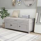 Banc à chaussures de rangement avec 3 portes à volets et coussin amovible