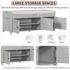 Banc à chaussures de rangement avec 3 portes à volets et coussin amovible