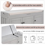 Banc à chaussures de rangement avec 3 portes à volets et coussin amovible