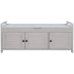 Banc à chaussures de rangement avec 3 portes à volets et coussin amovible