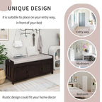 Banc à chaussures de rangement avec 3 portes à volets et coussin amovible