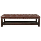 Banc rembourré avec base en bois pour chambre à coucher ou entrée, 152 cm avec clous décoratifs et étagère