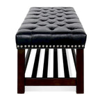 Banc rembourré avec base en bois pour chambre à coucher ou entrée, 152 cm avec clous décoratifs et étagère