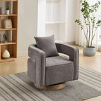 Fauteuil pivotant d'appoint à dossier ouvert 29,1W avec base patinée