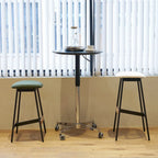 Table de bar mobile réglable Table de pub Pivotement à 360 ° Base en étoile en aluminium Hauteur de comptoir de bar mobile pour bureau debout Bistro