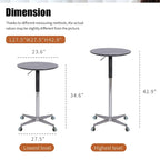Table de bar mobile réglable Table de pub Pivotement à 360 ° Base en étoile en aluminium Hauteur de comptoir de bar mobile pour bureau debout Bistro