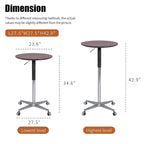 Table de bar mobile réglable Table de pub Pivotement à 360 ° Base en étoile en aluminium Hauteur de comptoir de bar mobile pour bureau debout Bistro