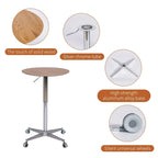 Table de bar mobile réglable Table de pub Pivotement à 360 ° Base en étoile en aluminium Hauteur de comptoir de bar mobile pour bureau debout Bistro