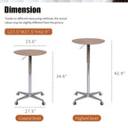Table de bar mobile réglable Table de pub Pivotement à 360 ° Base en étoile en aluminium Hauteur de comptoir de bar mobile pour bureau debout Bistro