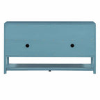 Élégante console rétro avec portes miroir, étagères spacieuses et pieds durables en bois d'acacia