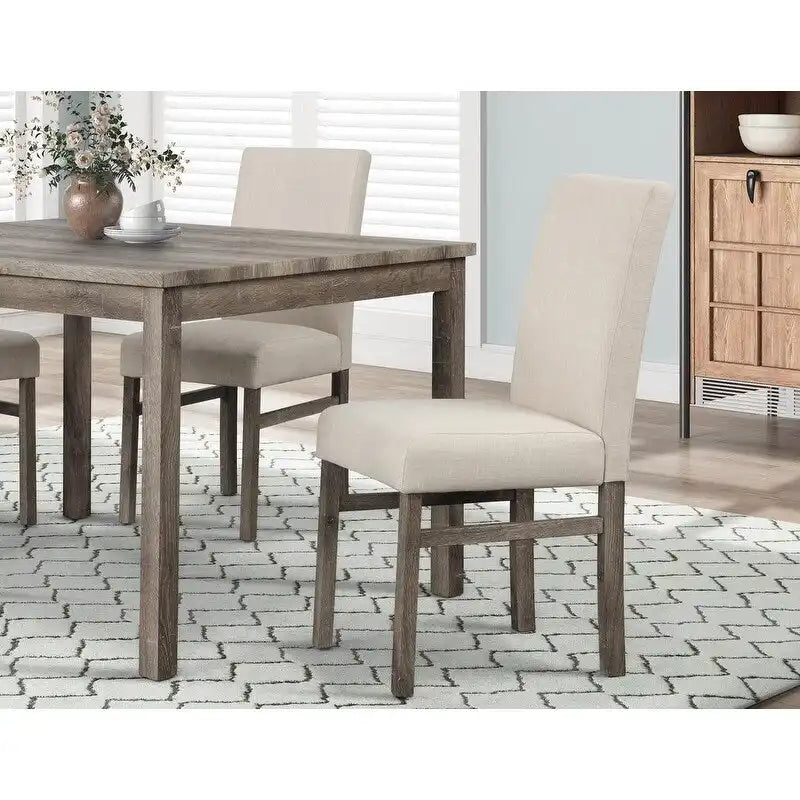  Upholstered Linen Rustic Side Chairs (Set of 2)