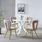 Lot de 4 chaises modernes avec pieds en tube de fer, coussins moelleux et dossier confortable, idéales pour salle à manger et salon
