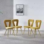 Lot de 4 chaises modernes avec pieds en tube de fer, coussins moelleux et dossier confortable, idéales pour salle à manger et salon