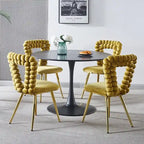 Lot de 4 chaises modernes avec pieds en tube de fer, coussins moelleux et dossier confortable, idéales pour salle à manger et salon