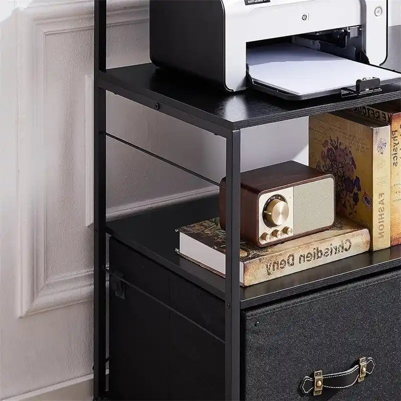 Meuble à roulettes pour imprimante avec 3 étagères de rangement ouvertes - 40 P x 80 L x 110,5 H cm