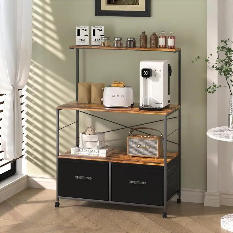 Meuble à roulettes pour imprimante avec 3 étagères de rangement ouvertes - 40 P x 80 L x 110,5 H cm