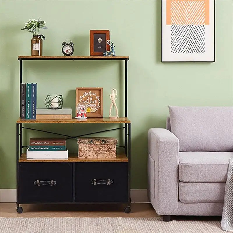 Meuble à roulettes pour imprimante avec 3 étagères de rangement ouvertes - 40 P x 80 L x 110,5 H cm