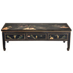 Table basse en laque noire - Paysage