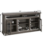 Meuble TV en bois de 60 po avec espace de rangement et ouvertures de gestion des câbles
