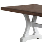 Table de salle à manger avec piètement tréteaux et rallonge, noir et marron