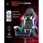 Chaise de jeu RVB avec lumières LED et chaise d'ordinateur ergonomique
