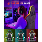 Chaise de jeu RVB avec lumières LED et chaise d'ordinateur ergonomique