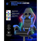 Chaise de jeu RVB avec lumières LED et chaise d'ordinateur ergonomique