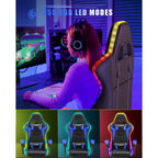 Chaise de jeu RVB avec lumières LED et chaise d'ordinateur ergonomique