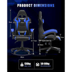 Chaise de jeu RVB avec lumières LED et chaise d'ordinateur ergonomique