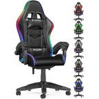 Chaise de jeu RVB avec lumières LED et chaise d'ordinateur ergonomique