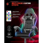 Chaise de jeu RVB avec lumières LED et chaise d'ordinateur ergonomique